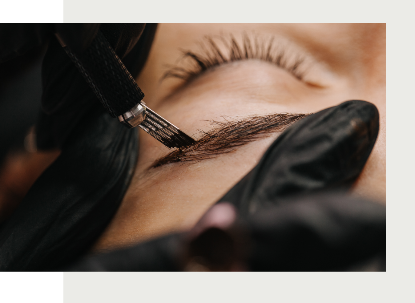 a woman taking micro blading